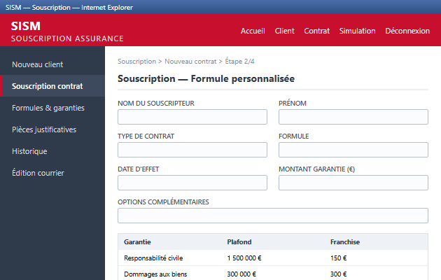 MMA SISM — Insurance Subscription Portal